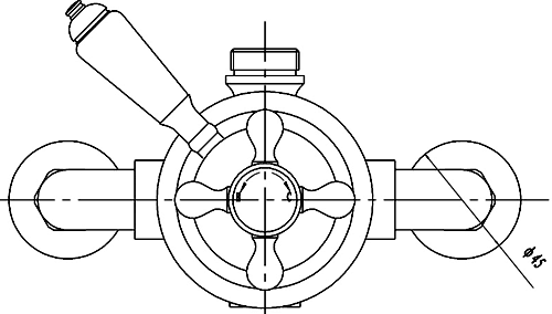 Technical image of Nuie Beaumont Traditional Dual Exposed Thermostatic Shower Valve.