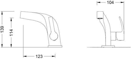 Technical image of Hudson Reed Anson Wall Mounted Bath Shower Mixer & Basin Mixer Tap (Chrome).