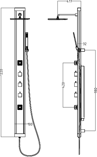 Technical image of Ultra Showers Shower Kit 2 (Chrome).