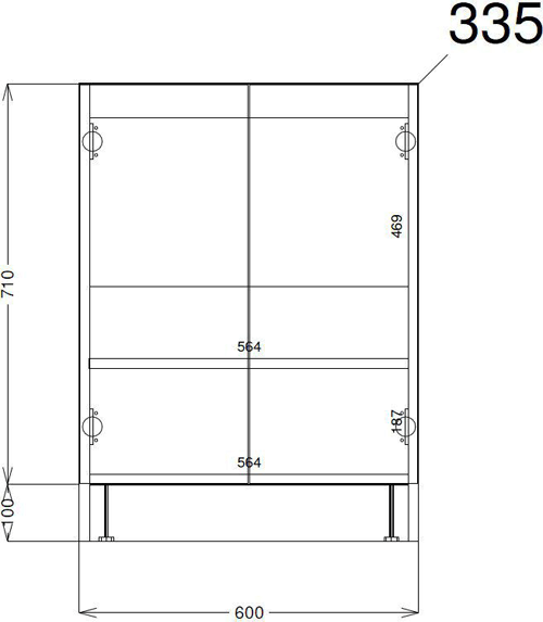 Technical image of Hudson Reed Apollo Vanity Unit 600mm, Basin & WC Unit 600mm (Cashmere)