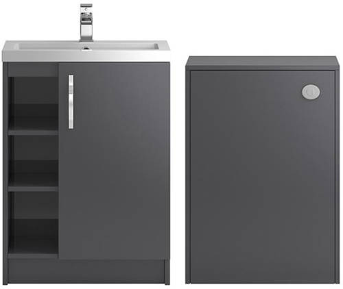 Larger image of Hudson Reed Apollo Vanity Unit 600mm, Basin & WC Unit 600mm (Grey).