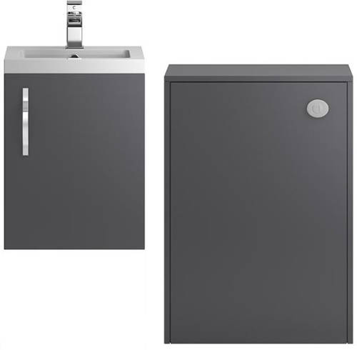 Larger image of Hudson Reed Apollo Wall Vanity 400mm, Basin & WC Unit 600mm (Grey).