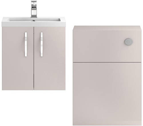 Larger image of Hudson Reed Apollo Wall Vanity 500mm, Basin & WC Unit 600mm (Cashmere).