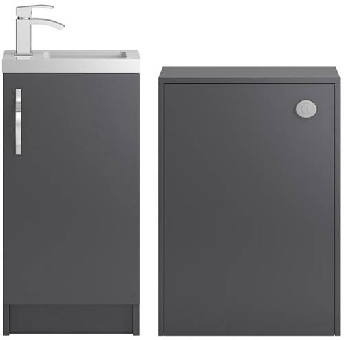 Larger image of HR Apollo Compact Vanity Unit 400mm, Basin & WC Unit 600mm (Grey).