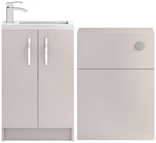 Larger image of HR Apollo Compact Vanity Unit 500mm, Basin & WC Unit 600mm (Cashmere).