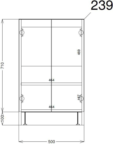 Technical image of HR Apollo Compact Vanity Unit 500mm, Basin & WC Unit 600mm (Cashmere).