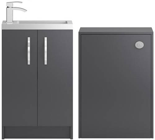 Larger image of HR Apollo Compact Vanity Unit 500mm, Basin & WC Unit 600mm (Grey).