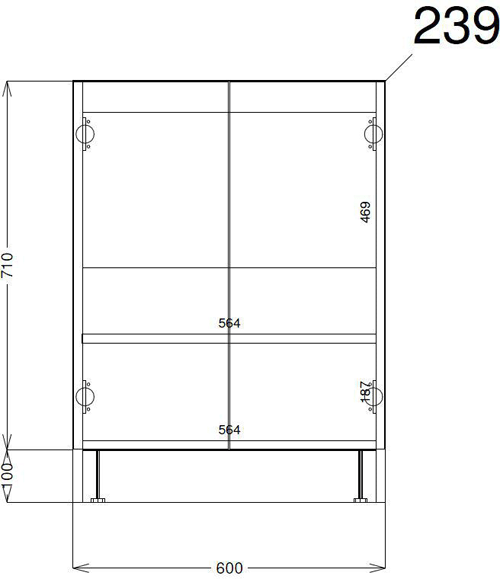 Technical image of HR Apollo Compact Vanity Unit 600mm, Basin & WC Unit 600mm (Cashmere).