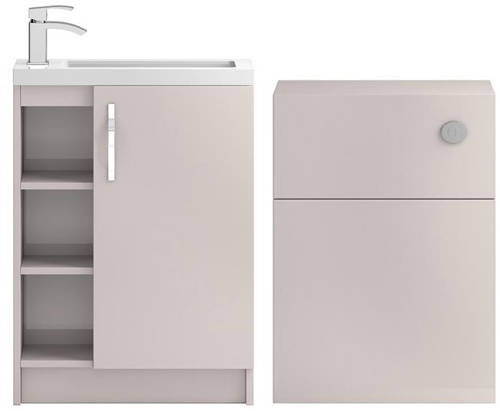 Larger image of HR Apollo Compact Vanity Unit 600mm, Basin & WC Unit 600mm (Cashmere).