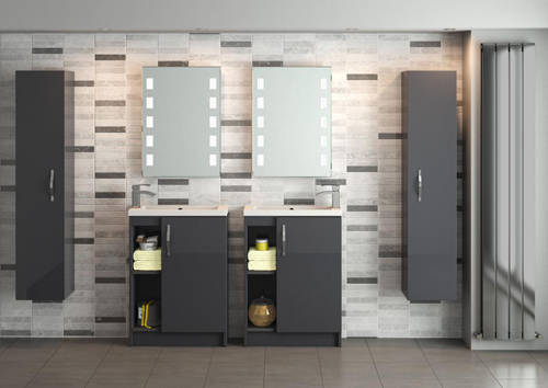 Example image of HR Apollo Compact Vanity Unit 600mm, Basin & WC Unit 600mm (Grey).