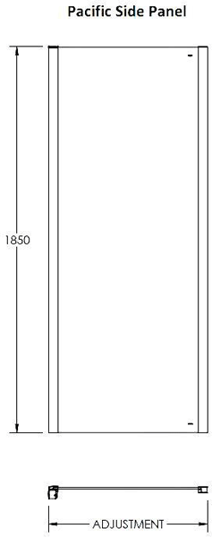 Technical image of Nuie Enclosures Square Shower Enclosure With Pivot Door (900x900).