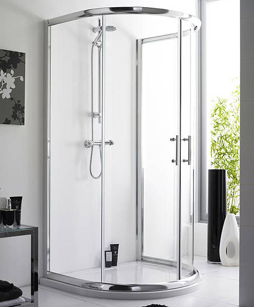 Larger image of Nuie Enclosures D Shaped Shower Enclosure & Tray (1050x925mm).