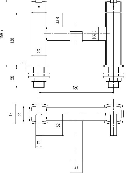 Technical image of Hudson Reed Arcade Bath Filler Tap (Chrome).