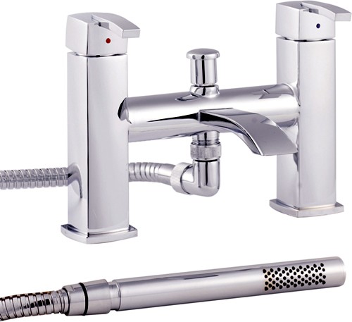 Larger image of Hudson Reed Arcade Bath Shower Mixer Tap With Shower Kit & Wall Bracket.