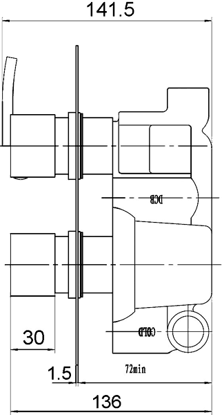 Technical image of Hudson Reed Arcade Twin Thermostatic Shower Valve With Diverter.