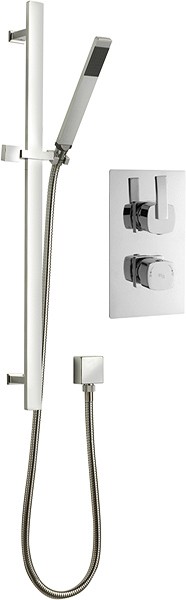 Larger image of Hudson Reed Arcade Twin Thermostatic Shower Valve, Slide Rail & Handset.