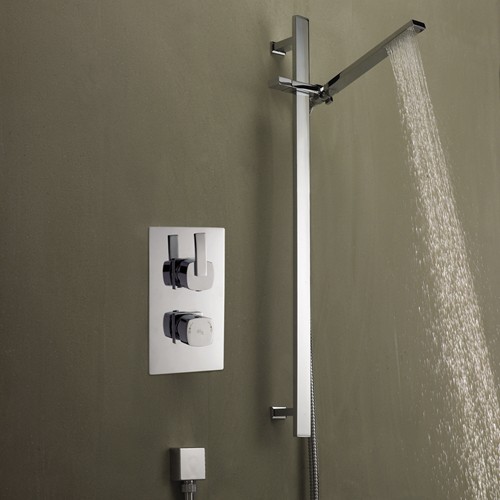 Example image of Hudson Reed Arcade Twin Thermostatic Shower Valve, Slide Rail & Handset.