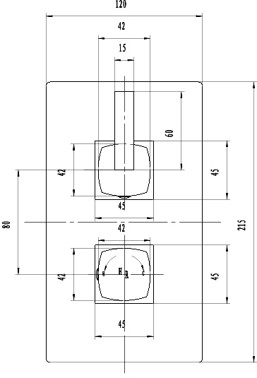 Technical image of Hudson Reed Arcade Twin Thermostatic Shower Valve & Fixed Head.