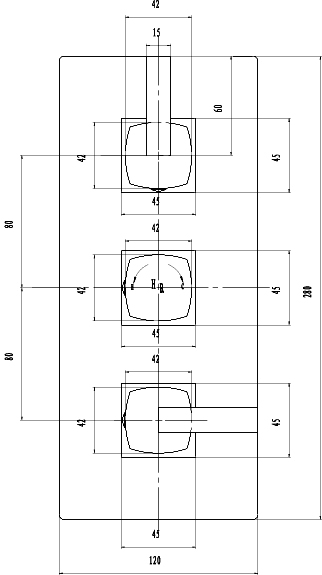 Technical image of Hudson Reed Arcade Triple Concealed Thermostatic Shower Valve.