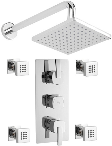 Larger image of Hudson Reed Arcade Triple Thermostatic Shower Valve, Head & Jets.