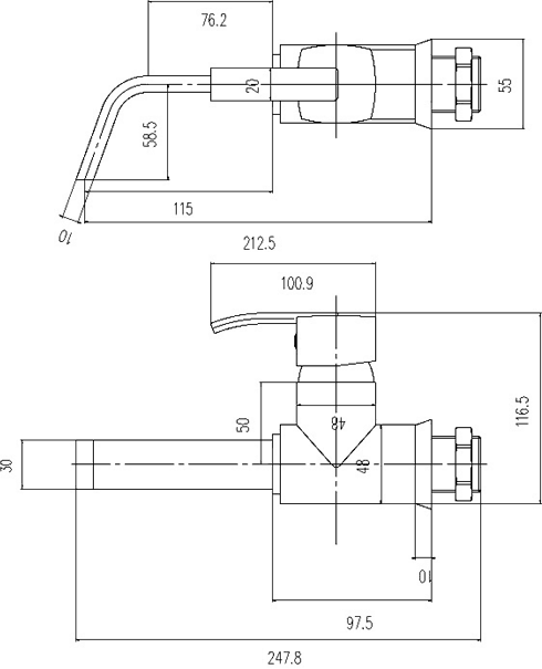 Technical image of Hudson Reed Arcade Single Lever 1 Tap Hole Wall Mounted Basin Tap.