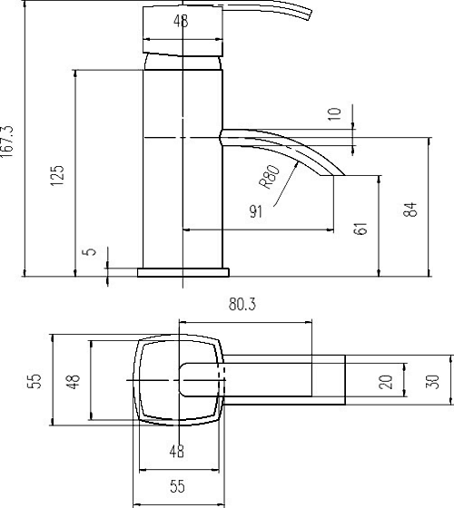 Technical image of Hudson Reed Arcade Basin Mixer & Bath Shower Mixer Set (Free Shower Kit).