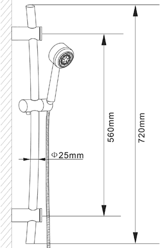 Technical image of Hudson Reed Arina Twin Thermostatic Shower Valve, Diverter, Head & Slide Rail.