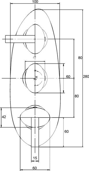 Technical image of Hudson Reed Arina Triple Concealed Thermostatic Shower Valve.