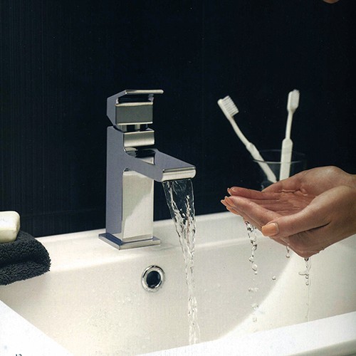 Example image of Hudson Reed Art Waterfall Mono Basin Mixer Tap & Push Button Waste.