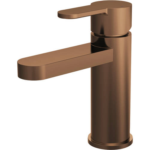 nuie Arvan Brushed Bronze Mono Basin Mixer Tap with Push Button Waste - Brass Construction - Ceramic Disc Technology - Image 3