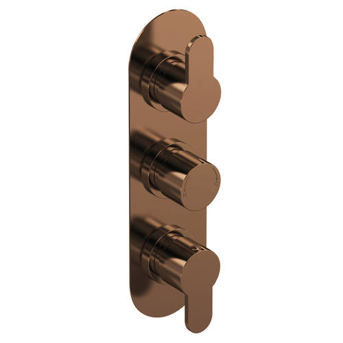 nuie Arvan Brushed Bronze Triple Thermostatic Shower Valve with Diverter - Image 3