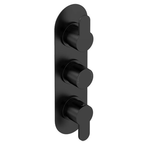 nuie Arvan Matt Black Triple Thermostatic Shower Valve - Image 4