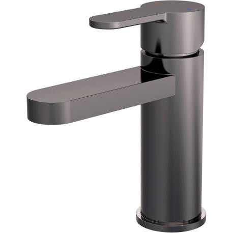 Nuie Arvan Brushed Gun Metal Basin Mixer Tap - Contemporary Curved Design - Push Button Waste Included - Image 5