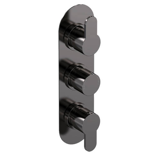 nuie Arvan Brushed Pewter Triple Thermostatic Valve with Diverter - Image 4