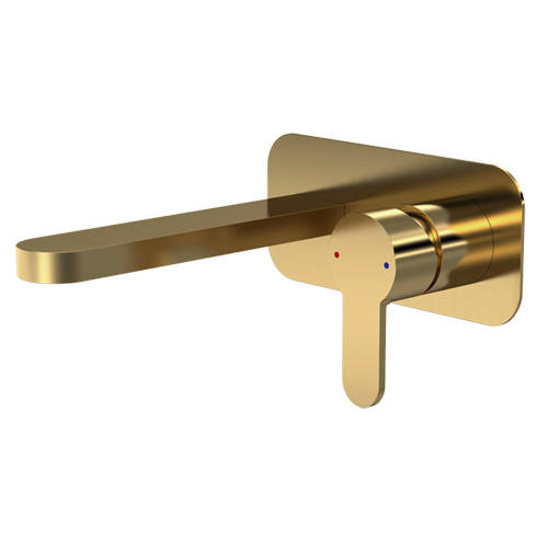 nuie Arvan Wall Mounted 2 Tap Hole Basin Mixer - Brushed Brass - WRAS Approved - Image 5