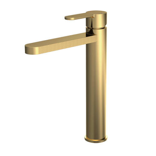 nuie Arvan Brushed Brass High Rise Mono Basin Mixer - Brass - Plastic - Image 5