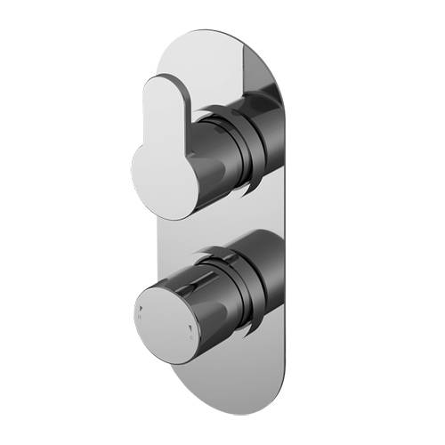 Nuie Arvan Chrome Twin Thermostatic Valve With Diverter - Image 4