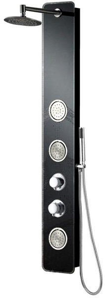 Larger image of Ultra Showers Porto Thermostatic Shower Panel With Body Jets (Black).