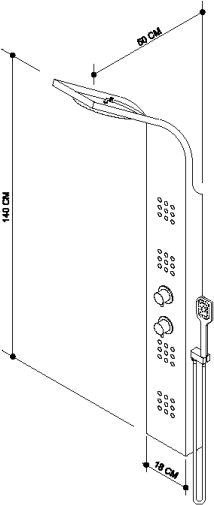 Technical image of Ultra Showers Nesta Thermostatic Shower Panel With Body Jets (Cream).