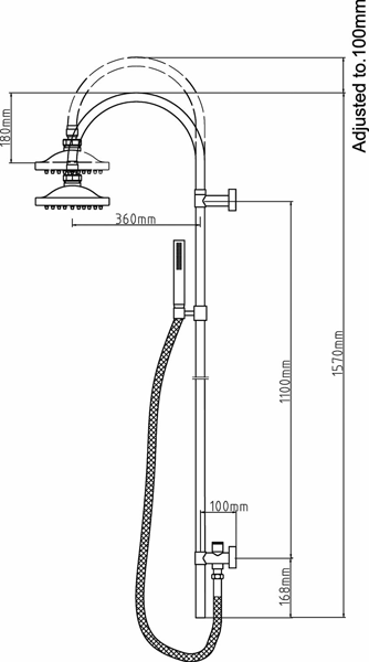 Technical image of Component Breeze Deluxe Shower Kit With Diverter (Chrome).