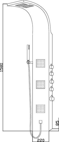 Technical image of Hudson Reed Dream Shower Entice Shower Panel. Thermostatic.