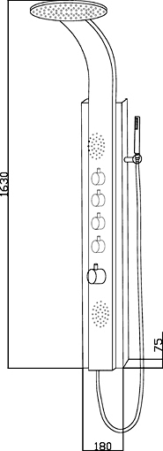 Technical image of Hudson Reed Dream Shower Kala Shower Panel. Thermostatic.