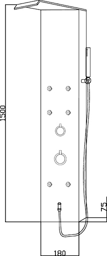 Technical image of Hudson Reed Dream Shower Mix Shower Panel. Thermostatic.