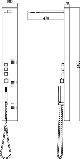 Technical image of Hudson Reed Dream Shower Mirage Shower Panel. Thermostatic.