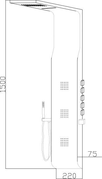 Technical image of Hudson Reed Showers Surface Lin Thermostatic Shower Panel With Jets.