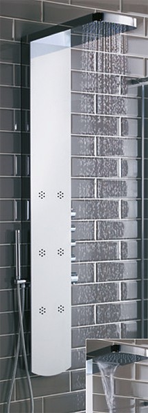 Example image of Hudson Reed Showers Shimmer Thermostatic Shower Panel With Jets.