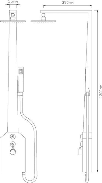 Technical image of Hudson Reed Showers Glitz Thermostatic Shower Panel (Chrome).