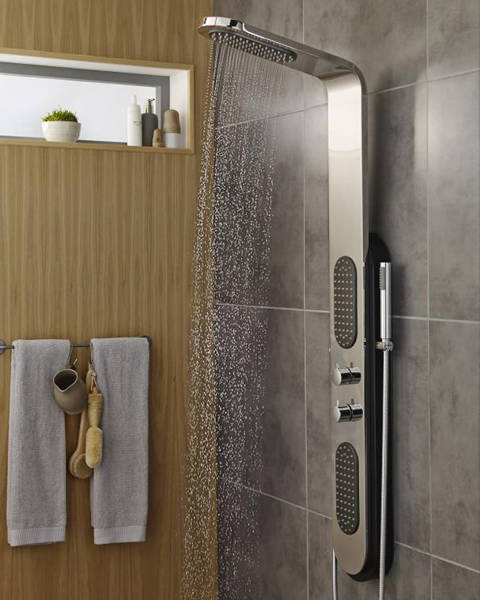 Larger image of Hudson Reed Showers Galleon Thermostatic Shower Panel (S Steel).