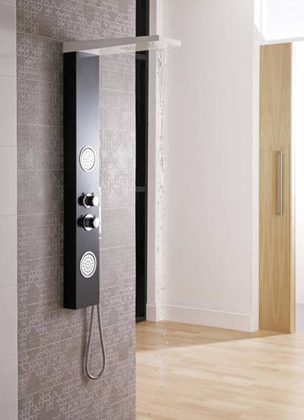 Example image of Ultra Showers Calgary Thermostatic Shower Panel (Black & White).