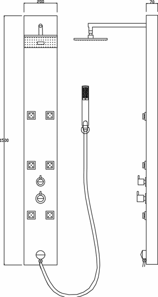 Technical image of Ultra Showers Easton Thermostatic Shower Panel (Stainless Steel).